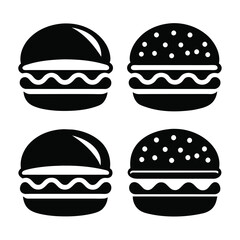 Set of Burger vector icon design on white background	