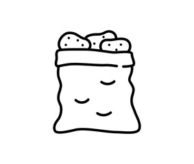 Potatoes in a sack line icon. Vector illustration