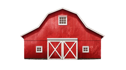 red barn isolated on white