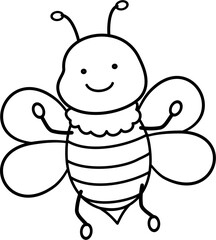 cute bee cartoon lineart