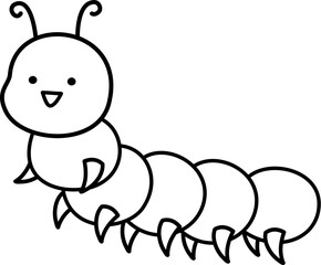 cute caterpillar cartoon lineart
