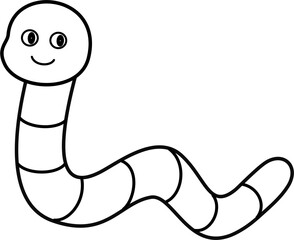 Fototapeta premium cute worm cartoon lineart