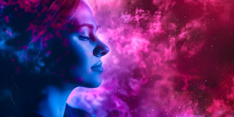 The Female Mind A Universe of Thoughts and Memories. Concept Personal Development, Women Empowerment, Mental Wellbeing, Self-Discovery, Mindset Shifts