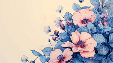 Hand-drawn floral patterns for greeting and congratulatory cards