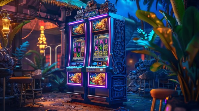 A slot machine with a fantasy theme and mythical creatures