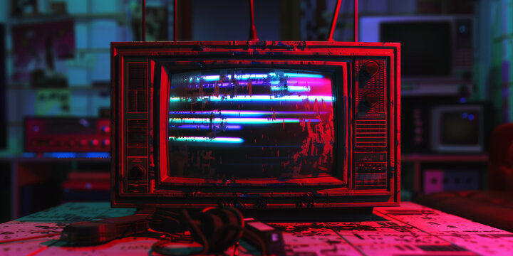 Televisi&oacute;n retro con error de Glitch.