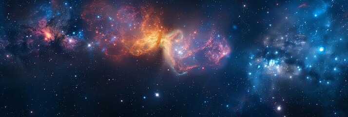 Colorful galaxy with bright stars and vibrant nebulas, showcasing a stunning cosmic landscape in deep space, perfect for background and wallpaper 