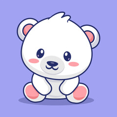 Cute baby polar bear sitting cartoon vector icon illustration animal nature icon concept isolated