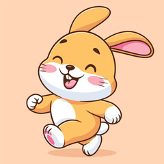 Cute rabbit walking cartoon vector icon illustration animal food icon concept isolated