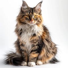 Fototapeta premium Gray tabby cat isolated on white background. High-quality image