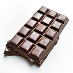 Obraz premium Isolated Chocolate Bar on a white background in high resolution, ideal for detailed presentations and advertising campaigns.