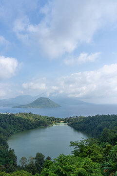 The beuaty of Laguna (Ngade) Lake and Maitara Island in Ternate, North Moluccas, Indonesia