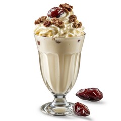 Creamy Date Milkshake Isolated on White Background. High-Quality Refreshing Drink Image