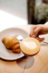 coffee with milk and croisant lifestyle