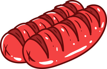 Sausage, hand-drawn fast food icon.