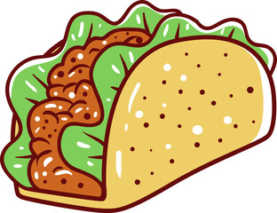 Taco, hand-drawn fast food icon.