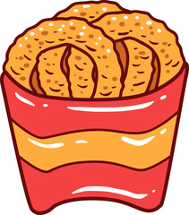 Onion ring, hand-drawn fast food icon.
