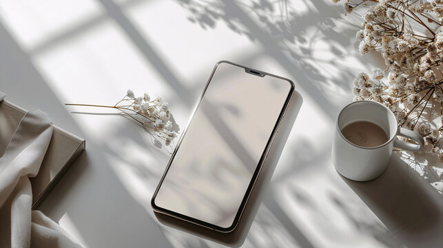 Minimalist photo frame mockup for Instagram stories with a marketing theme