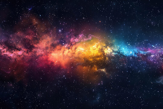 Space backgrouds nebula in colorful blue, yellow, red