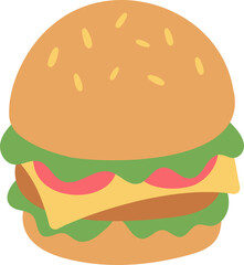 Hamburger, fast food icon.
