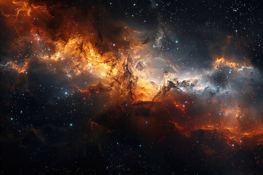 Space backgrounds with milkyway in orange color