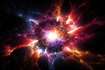 Exploding glowing Planet in space