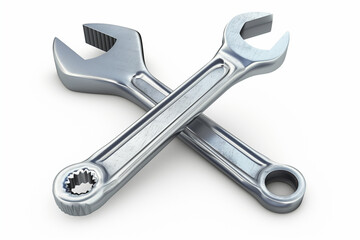 A realistic illustration of a wrench and screwdriver crossed together on a clean white background. Tool and repair concept