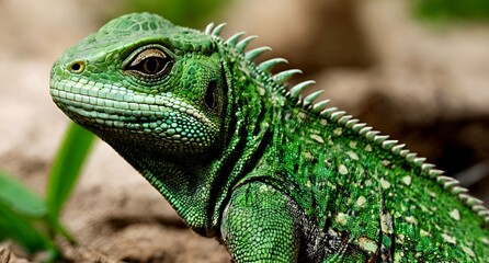 Obraz premium Beautiful green colored lizard