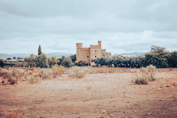the medieval castle of las Arguijuelas de Arriba, province of Caceres, Extremadura, Spain 