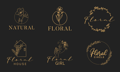 Floral logo design set 
