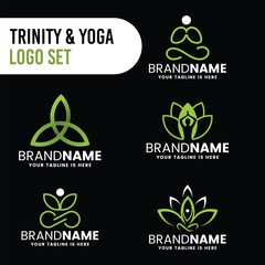 yoga logo set, lotus flower logo set