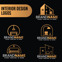 Interior design logo set
