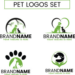 pet hospital logo set 