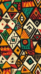 Fototapeta premium An abstract geometric pattern composed of various shapes and colors