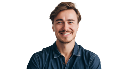 portrait of a smiling man isolated on transparent background 