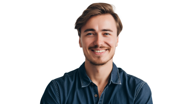 portrait of a smiling man isolated on transparent background 