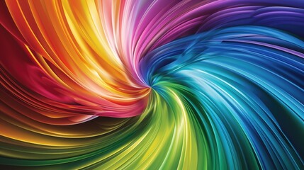 A colorful swirl of rainbow colors. The colors are bright and vibrant, creating a sense of energy and excitement. The spiral shape of the rainbow adds a dynamic and playful element to the image
