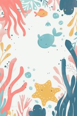 Obraz premium Whimsical Underwater Scene with Playful Whales and Tropical Fish