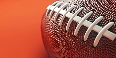 A football with white laces and a red background. The football is the main focus of the image