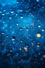 Ethereal Blue Water Droplets and Light Effects in Dark Background
