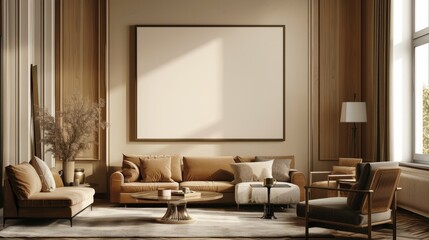 Living room with a blend of simplicity and sophistication in its modern furniture choices.