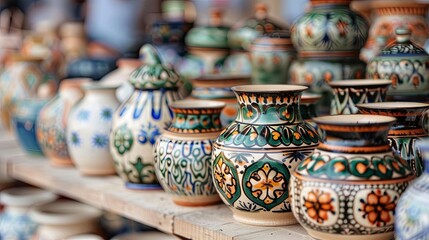 Hand made ceramic pottery. Hand painted pottery. Traditional pottery fair. Cucuteni ceramic pottery. Hand painted ceramics. Romanian ceramic market