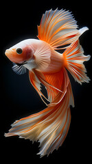 Fototapeta premium Majestic Siamese Fighting Fish Displaying Fins on Black Background
