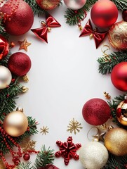 Seasonal decorations with Christmas elements on a white background.