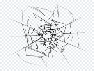 Vector cracked crushed realistic glass
