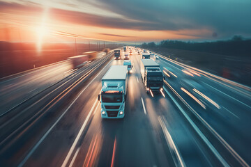 Rush Hour Traffic on City Roads Captured at Dusk