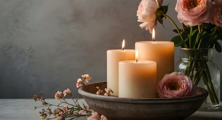 Mother's day candles. Mother's Day Scented Candles, Floral Ornaments, Spa Atmosphere, Gifts for Mom. Generative AI