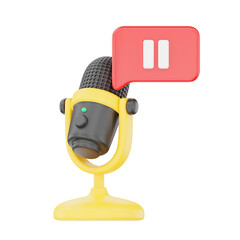 Podcast with Pause Button 3D Podcast Illustration for uiux, web, app, infographic, etc
