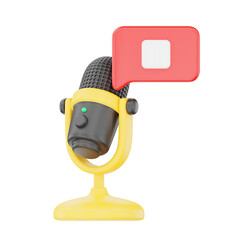 Podcast with Stop Button 3D Podcast Illustration for uiux, web, app, infographic, etc