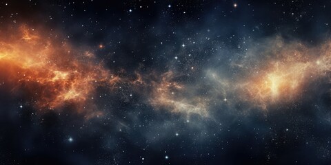 Fototapeta premium A starry sky with a bright orange streak in the middle